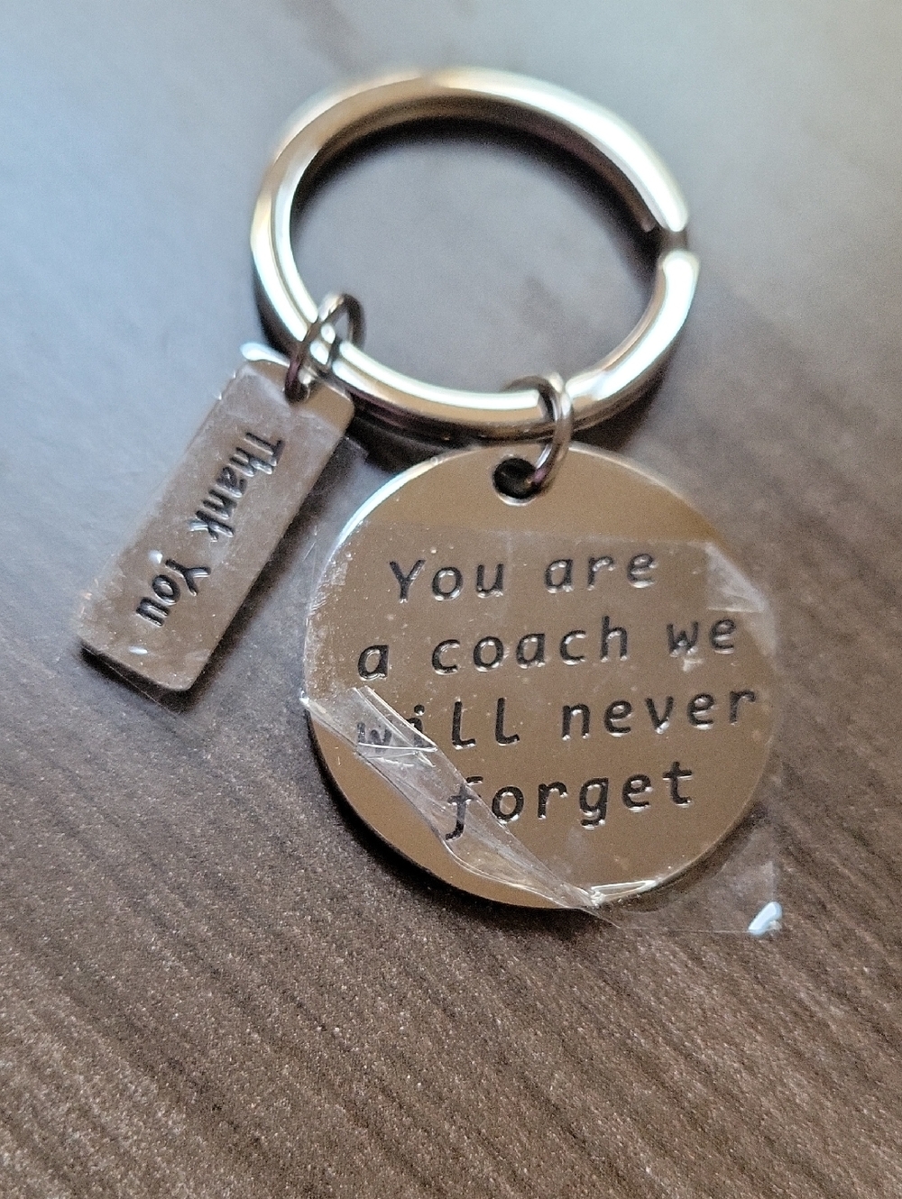 Silver 'You are a coach we will never forget' Keychain - Thank You Charm
